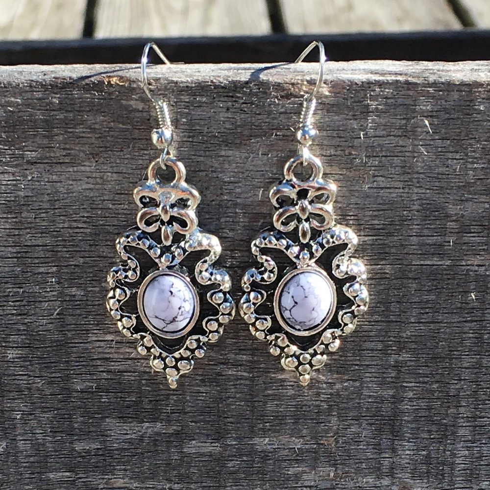 - Marble Filigree Deco Earrings! NEW!